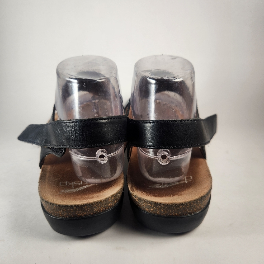 DANSKO Women's Reece Sandal 10 EU 40 Black Leather Comfort Slingback Wedge Shoe - Picture 8 of 10